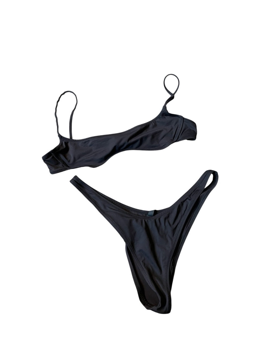 H7- Skims Large Black Women's Two-Piece Bikini Set - Sleek Minimal Swimwear